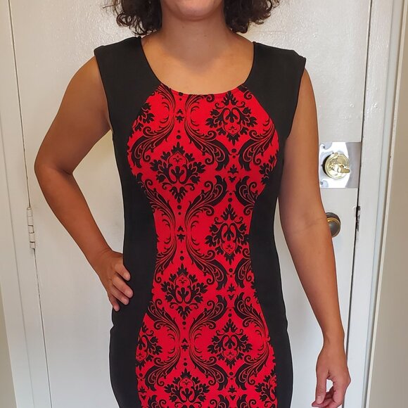 Gorgeous Red-Fleece-Flower-Design Dress - Picture 1 of 6